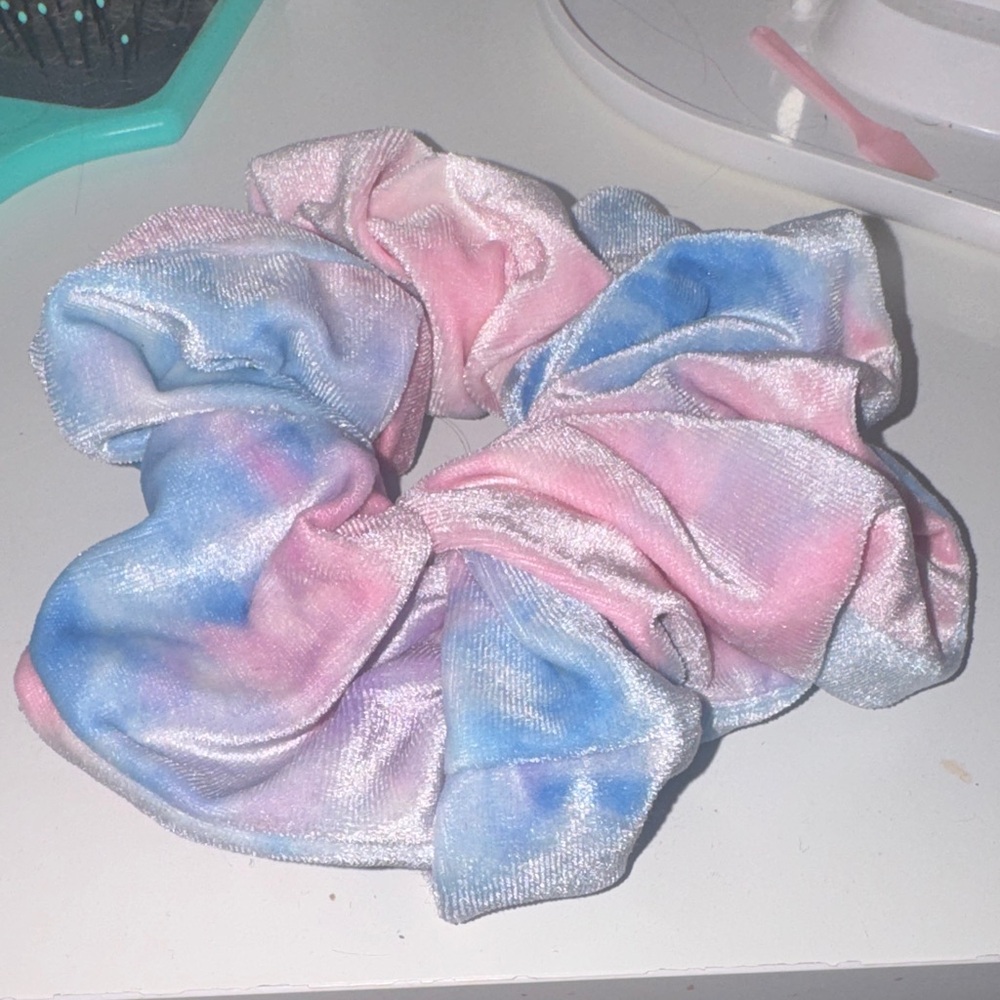 Pink and Blue Tie-Dye Scrunchie